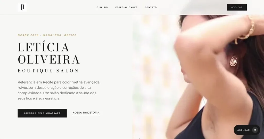 Landing page criada pela Monteiro para um salão de beleza